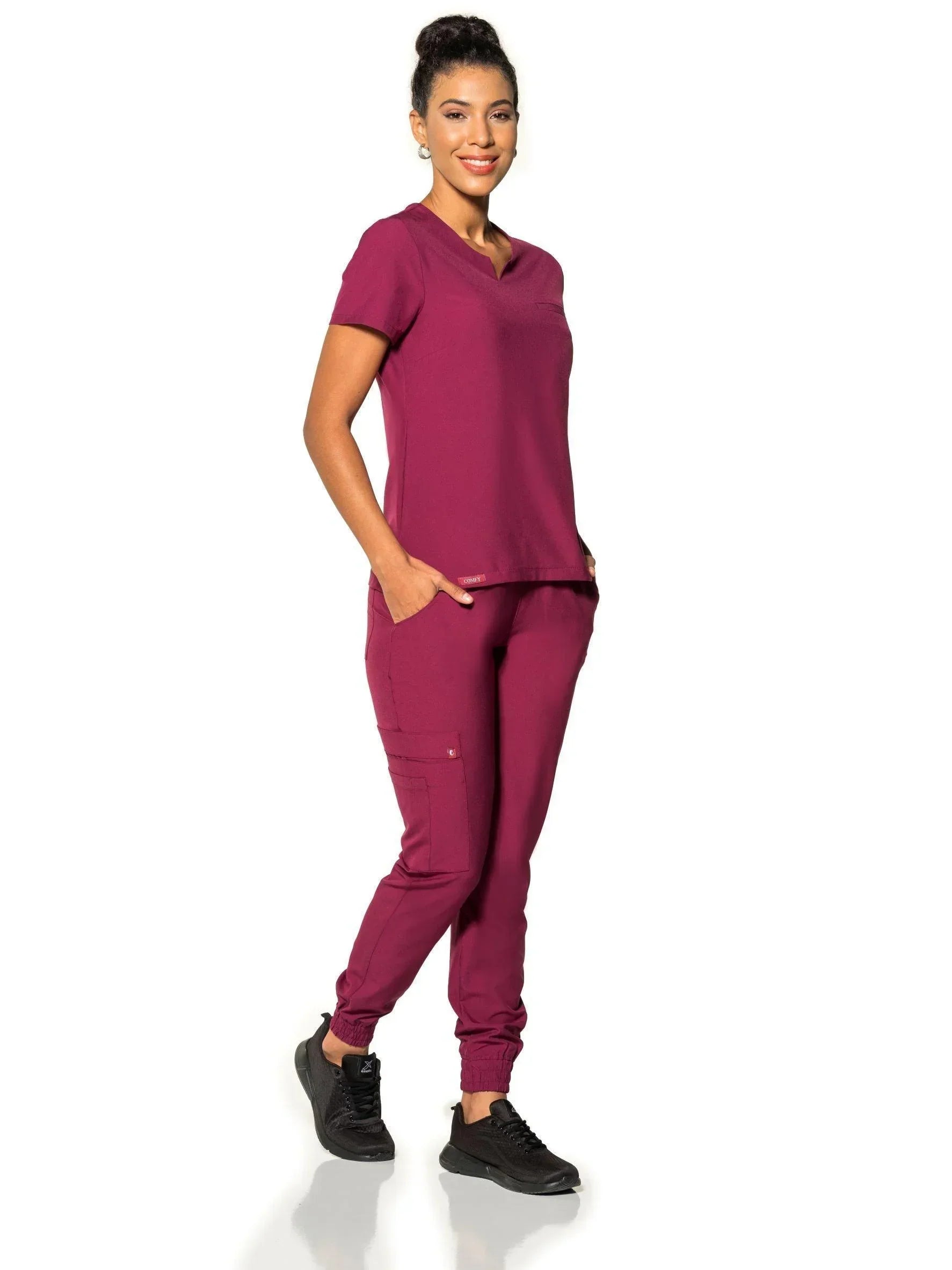 Comfy Master – Sierra Vişne Kadın Kargo Jogger Medikal Üniforma Tek Alt - Comfy Master 2025