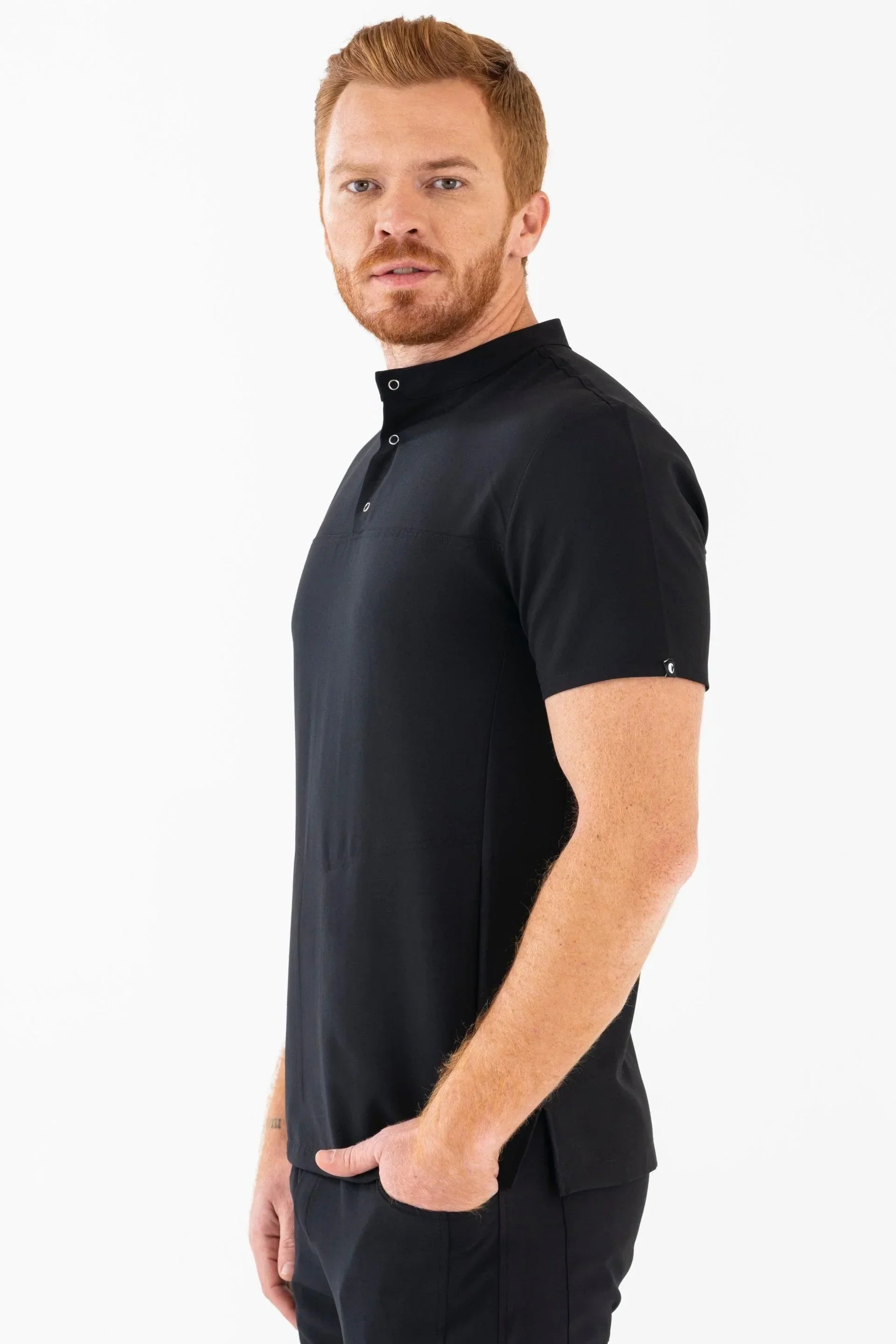 Comfy Master – Jericho Siyah Erkek Hakim Yaka Medikal Üniforma Tek Üst - Comfy Master 2025