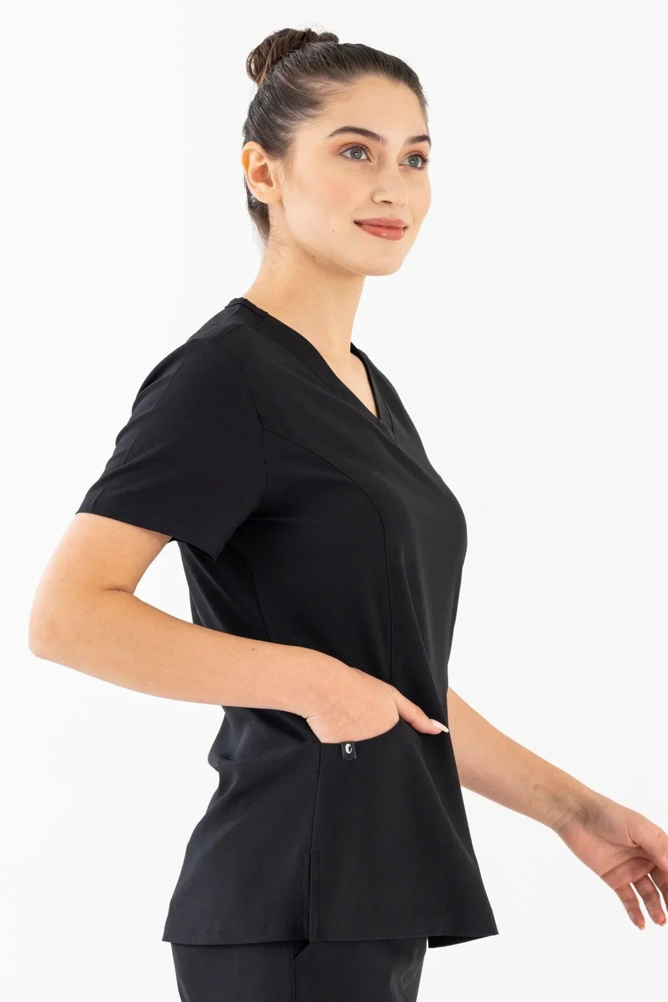 Comfy Master – Siyah Kadın Damla Yaka Medikal Üniforma Tek Üst - Comfy Master 2025