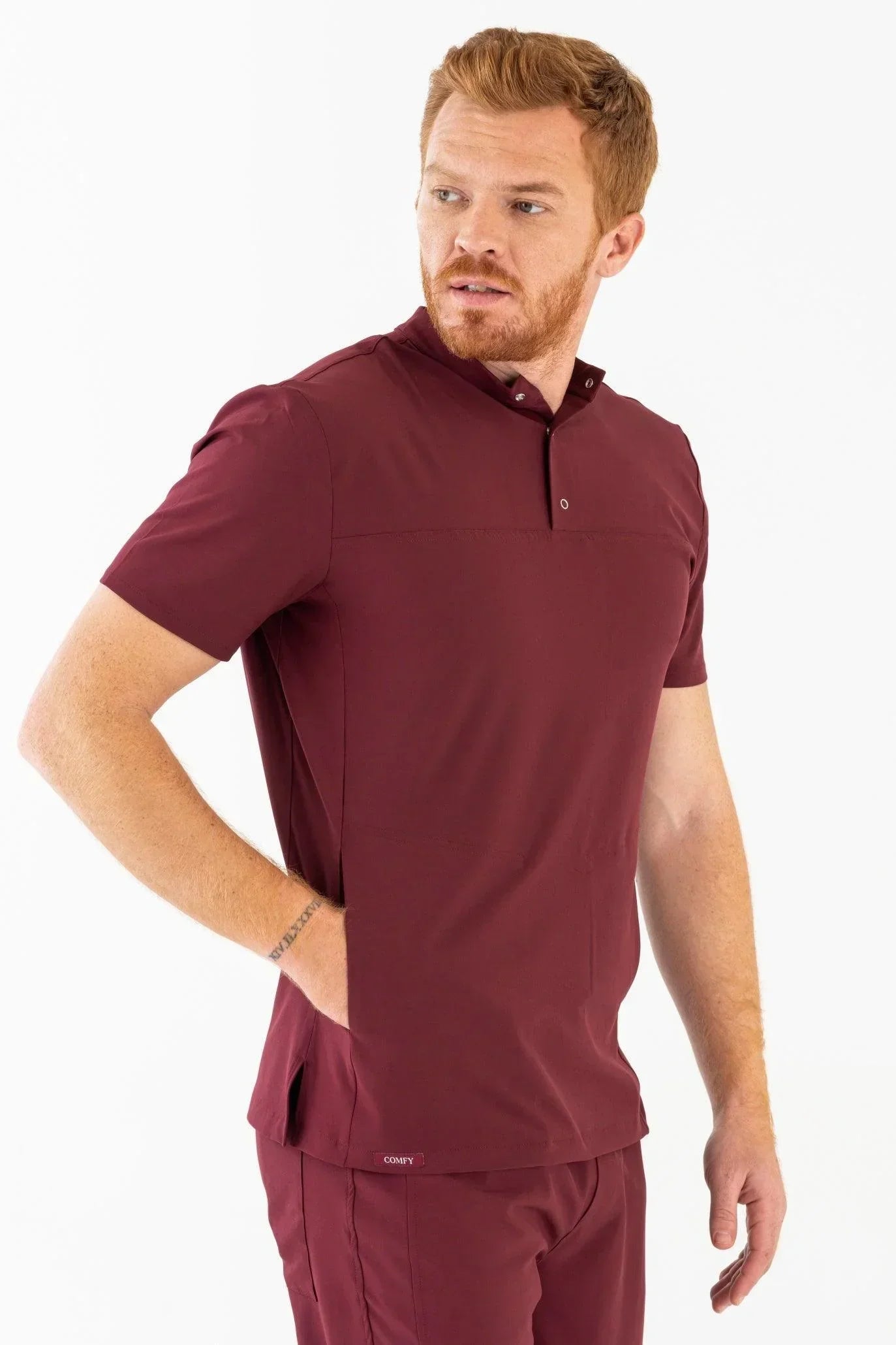 Comfy Master – Jericho Bordo Erkek Hakim Yaka Medikal Üniforma Tek Üst - Comfy Master 2025