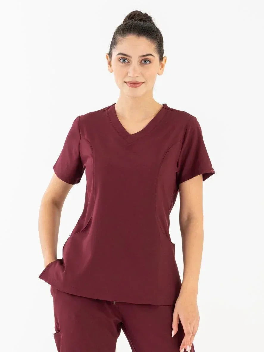 Comfy Master – Lui Bordo Kadın Damla Yaka Medikal Üniforma Tek Üst - Comfy Master 2025