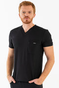 Comfy Master – Rebel Siyah Erkek V-Yaka Medikal Üniforma Tek Üst - Comfy Master 2025