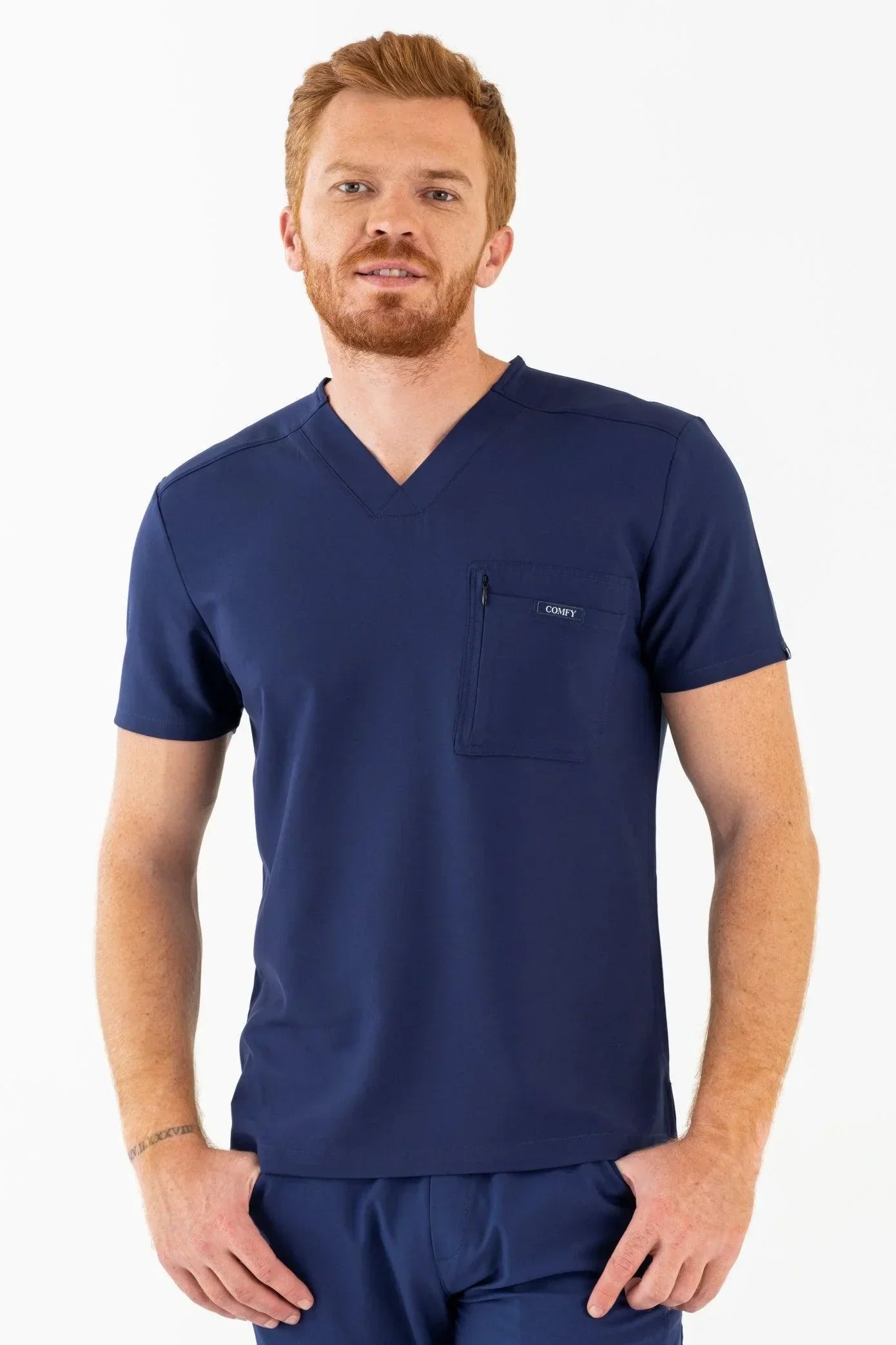 Comfy Master – Rebel Lacivert Erkek V-Yaka Medikal Üniforma Tek Üst - Comfy Master 2025
