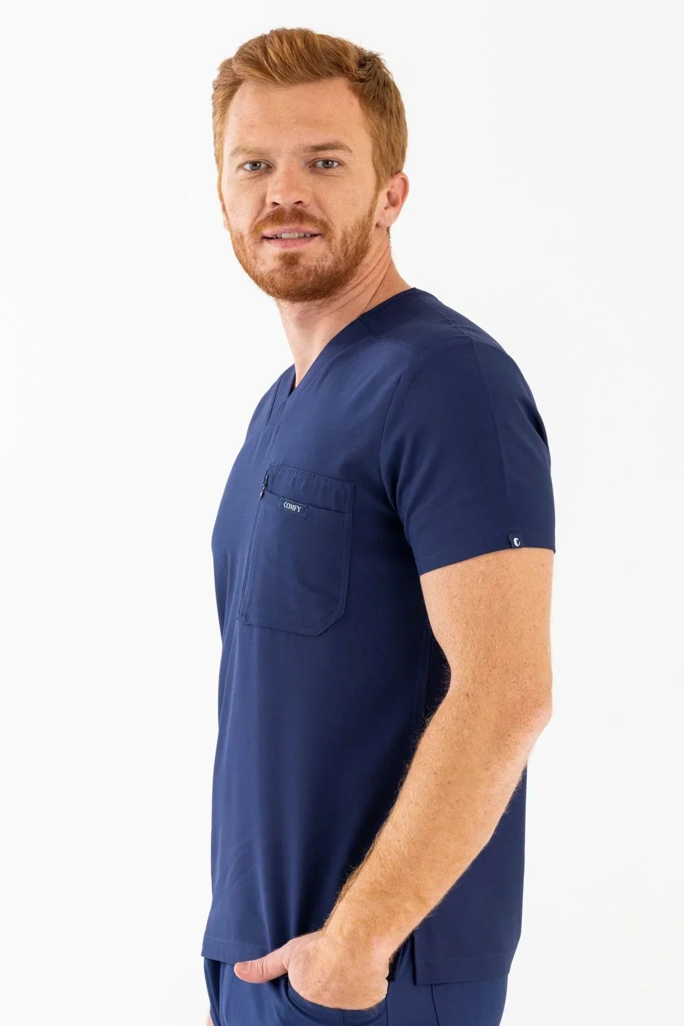 Comfy Master – Rebel Lacivert Erkek V-Yaka Medikal Üniforma Tek Üst - Comfy Master 2025