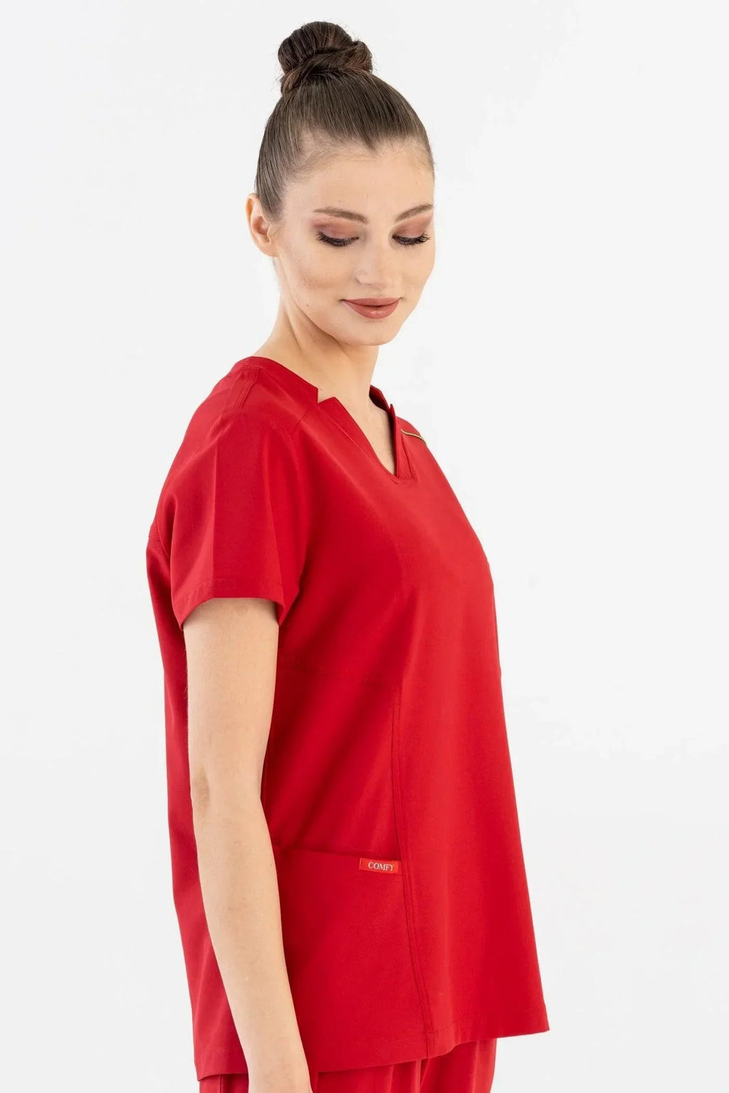 Comfy Master – Victoria Kırmızı Kadın Medikal Üniforma Tek Üst - Comfy Master 2025