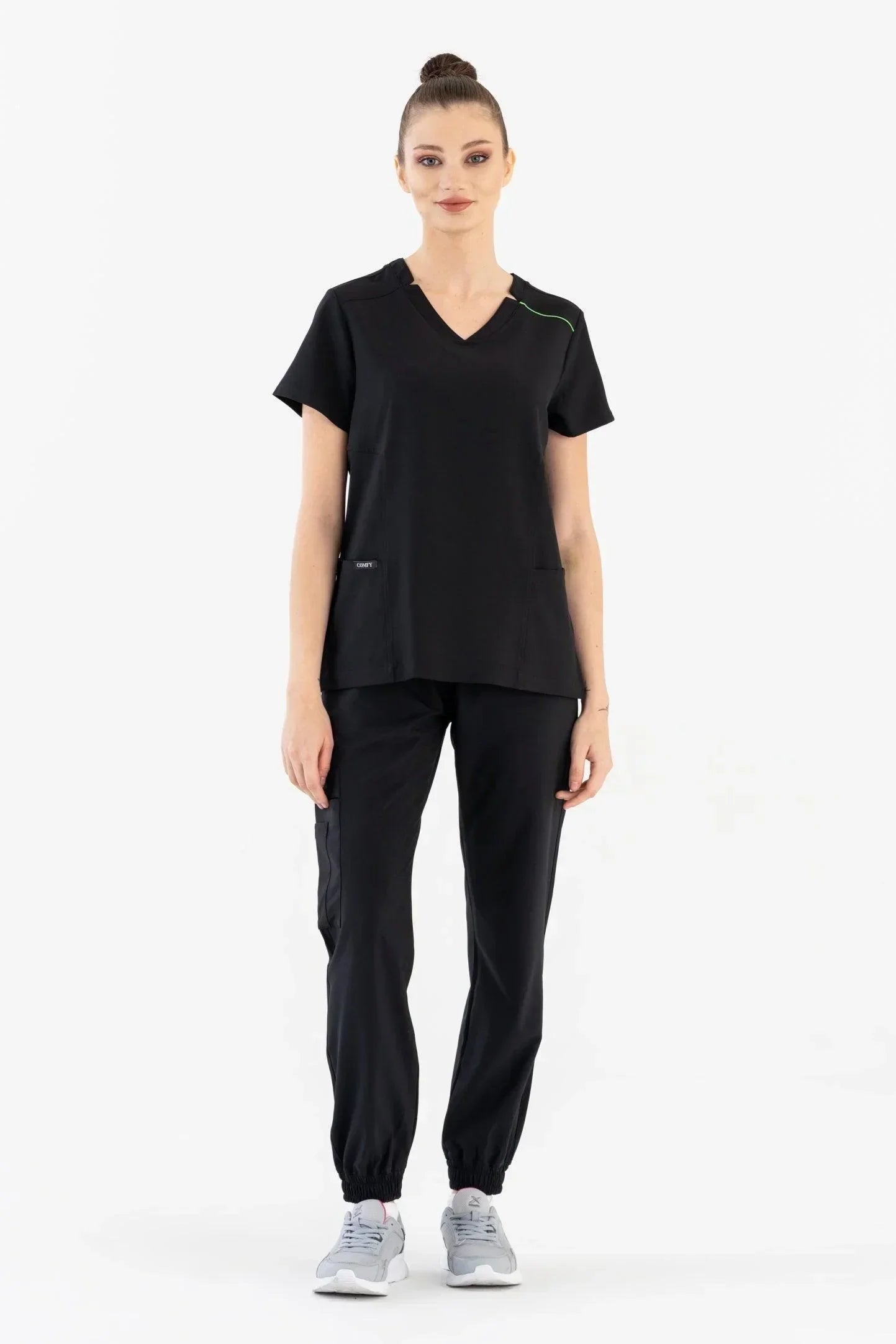 Comfy Master – Sierra Siyah Kadın Kargo Jogger Medikal Üniforma Tek Alt - Comfy Master 2025