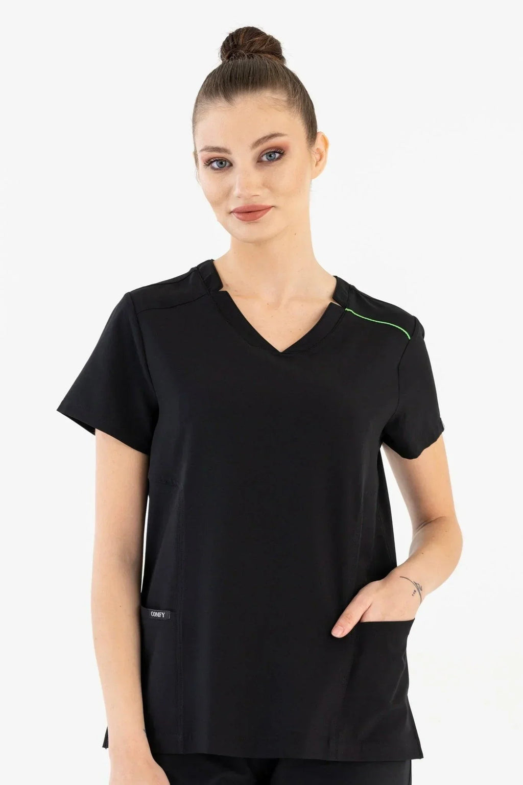 Comfy Master – Victoria Siyah Kadın Medikal Üniforma Tek Üst - Comfy Master 2025