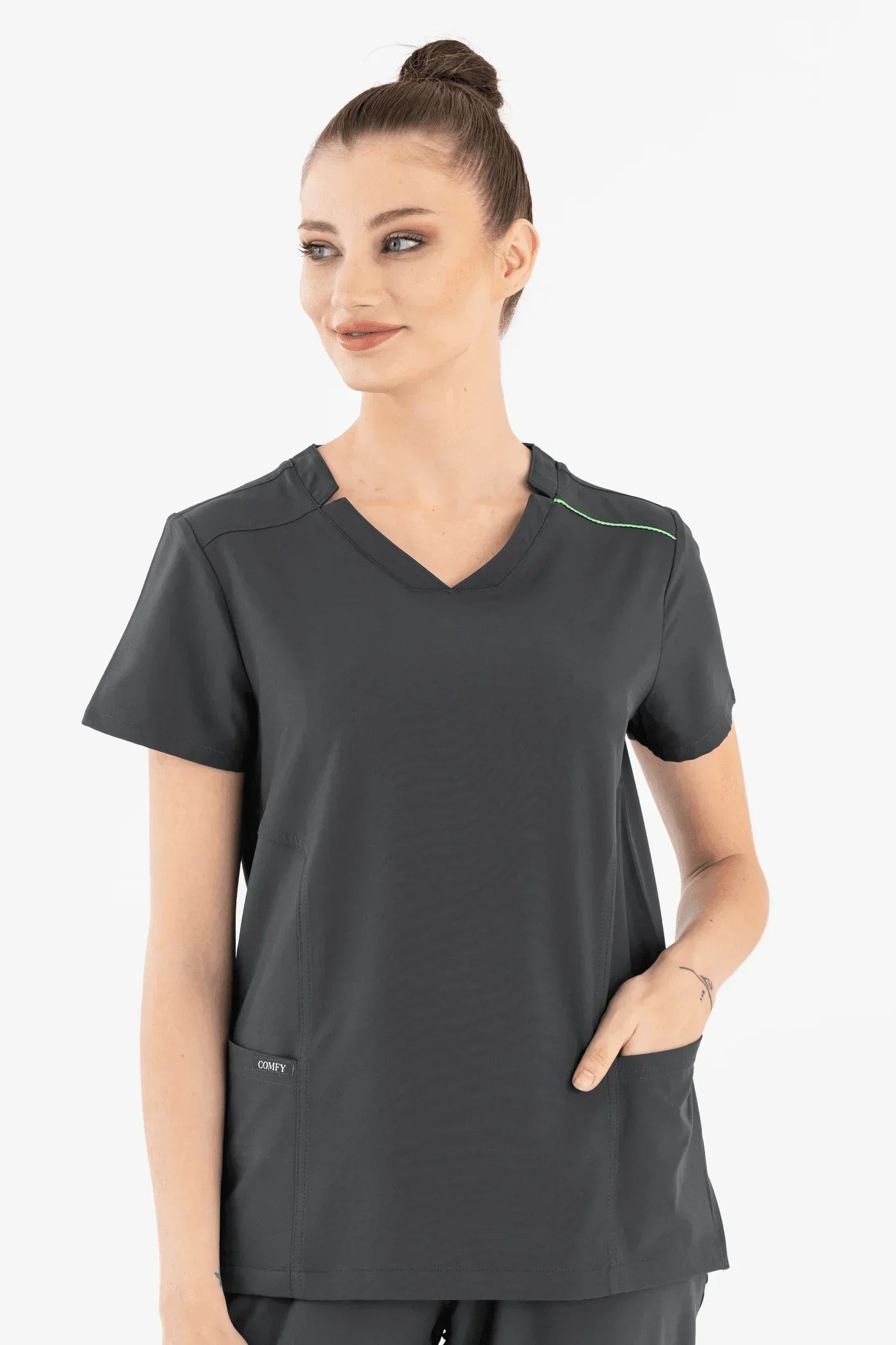 Comfy Master – Victoria Antrasit Kadın Medikal Üniforma Tek Üst - Comfy Master 2025