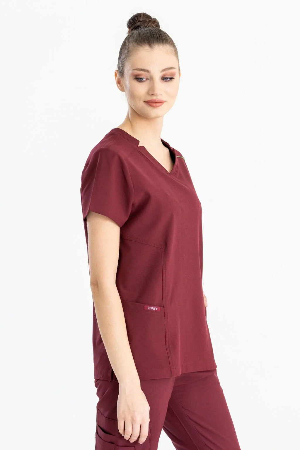 Comfy Master – Victoria Bordo Kadın Medikal Üniforma Tek Üst - Comfy Master 2025