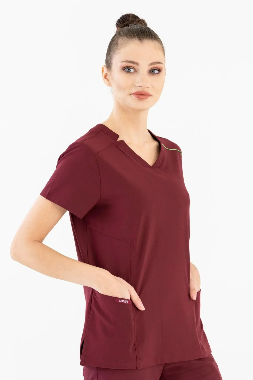 Comfy Master – Victoria Bordo Kadın Medikal Üniforma Tek Üst - Comfy Master 2025
