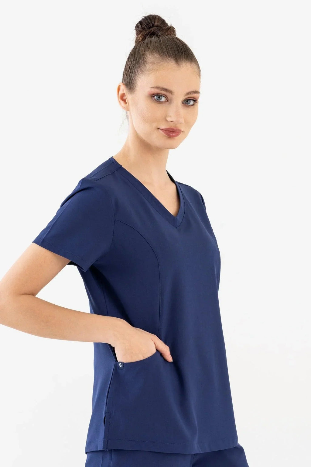 Comfy Master – Lui Lacivert Kadın Damla Yaka Medikal Üniforma Tek Üst - Comfy Master 2025