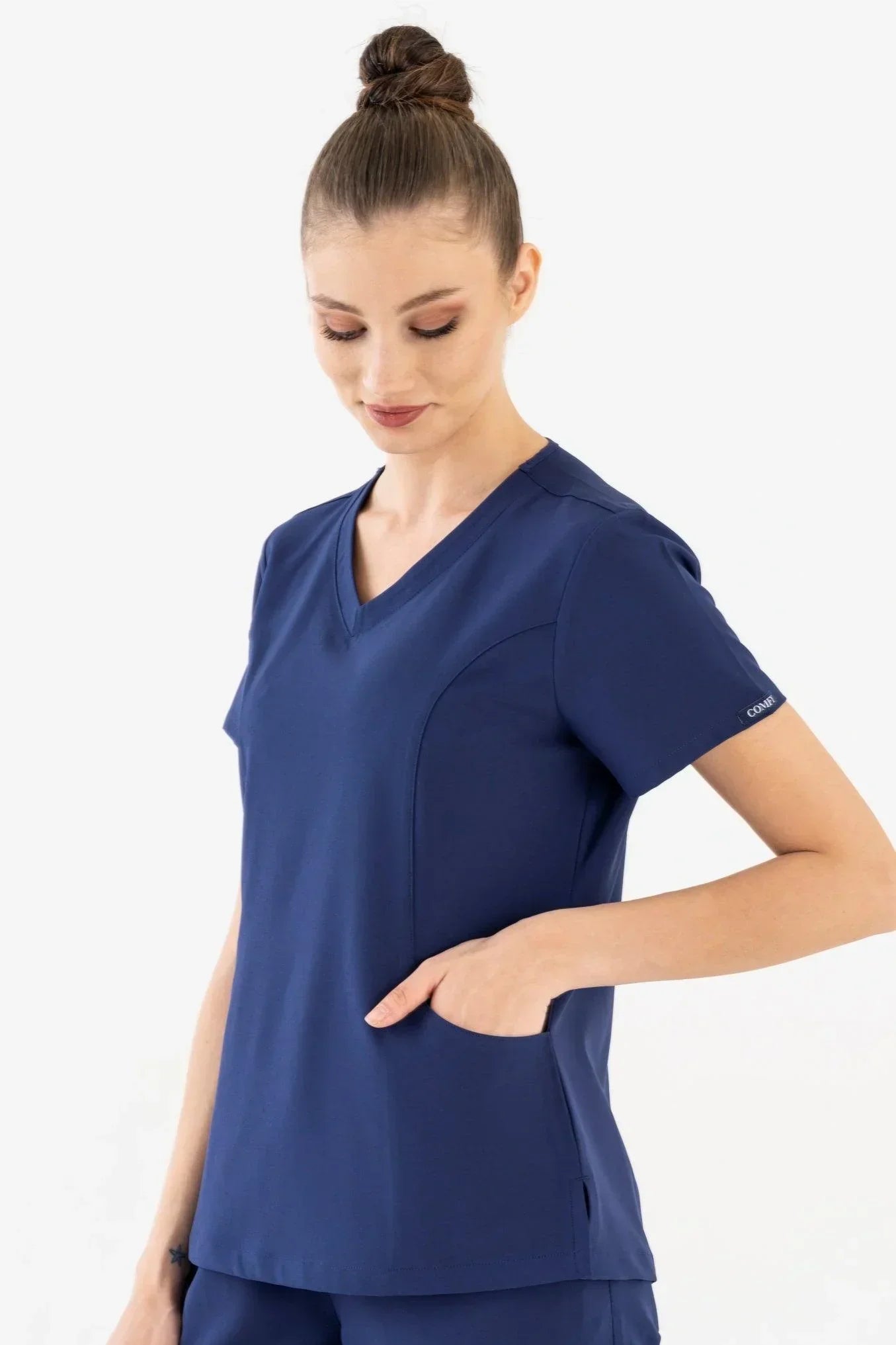 Comfy Master – Lui Lacivert Kadın Damla Yaka Medikal Üniforma Tek Üst - Comfy Master 2025