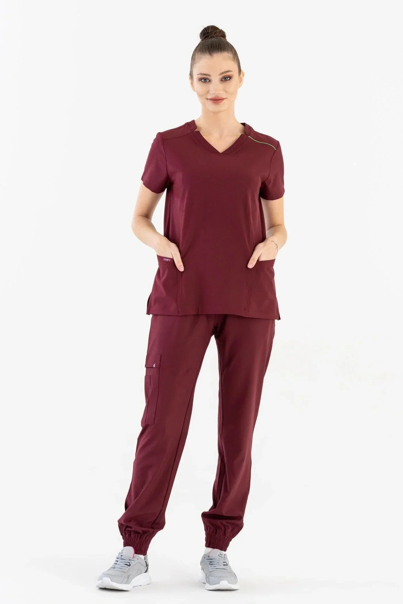 Comfy Master – Sierra Bordo Kadın Kargo Jogger Medikal Üniforma Tek Alt - Comfy Master 2025