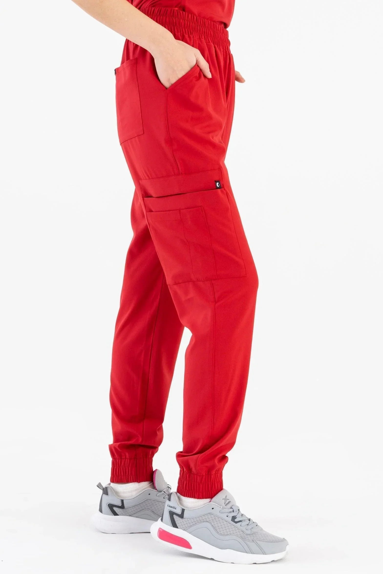 Comfy Master – Sierra Kırmızı Kadın Kargo Jogger Medikal Üniforma Tek Alt - Comfy Master 2025
