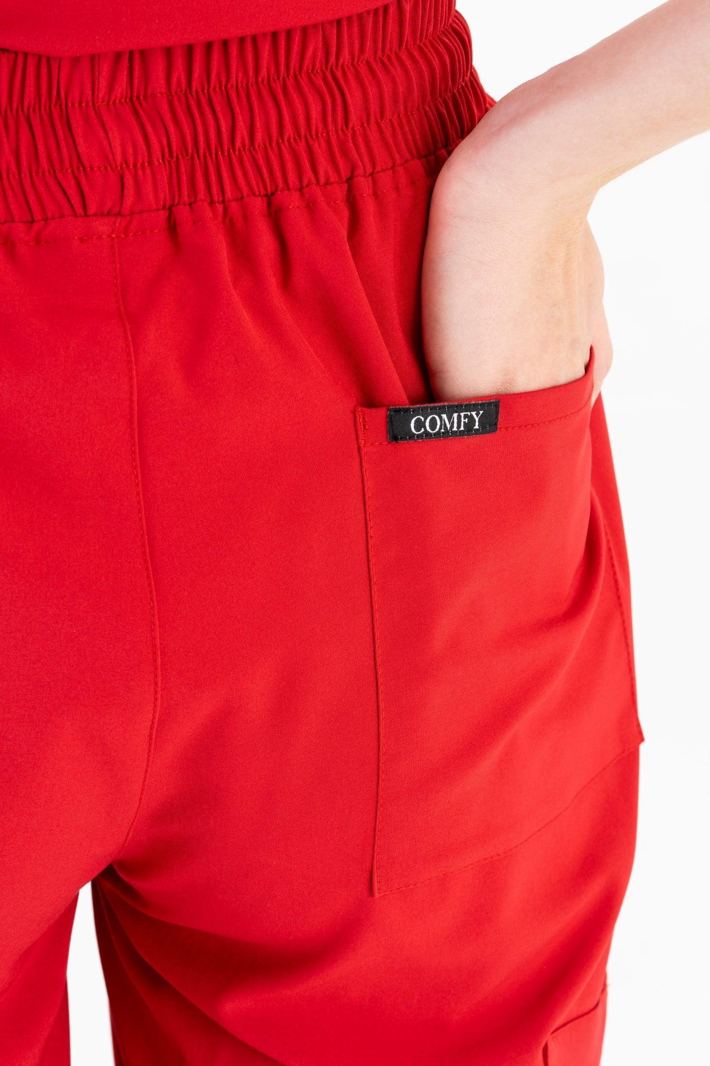 Comfy Master – Sierra Kırmızı Kadın Kargo Jogger Medikal Üniforma Tek Alt - Comfy Master 2025